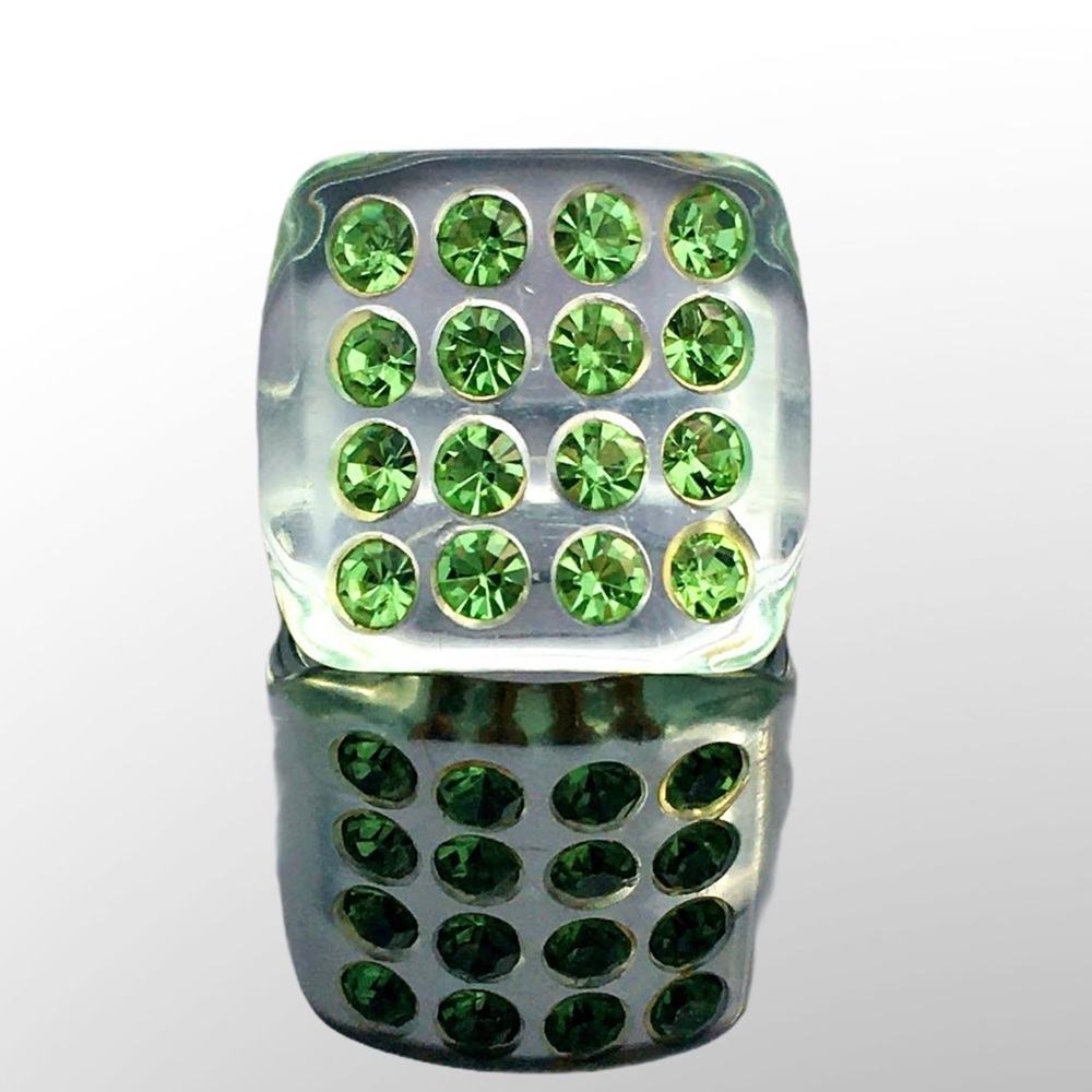 Vintage Green Translucent Lucite Rhinestone  Ring